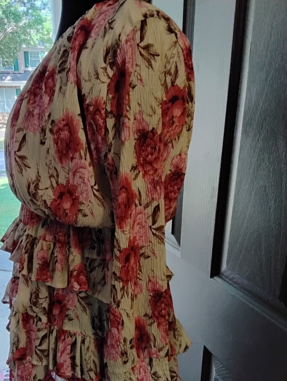 Aiyana Floral One-Shoulder Ruffle Mini Dress in Pink Size 6 - Picture 4 of 6